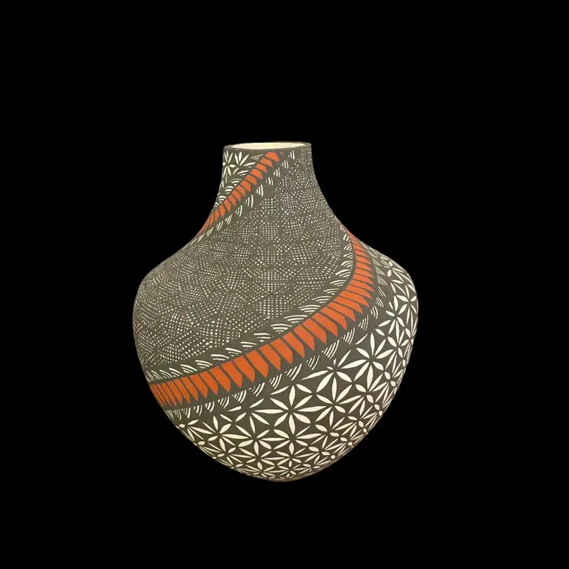 Acoma Pueblo Fine-Line Black-On-White Storage Jar By Sandra Victorino 1