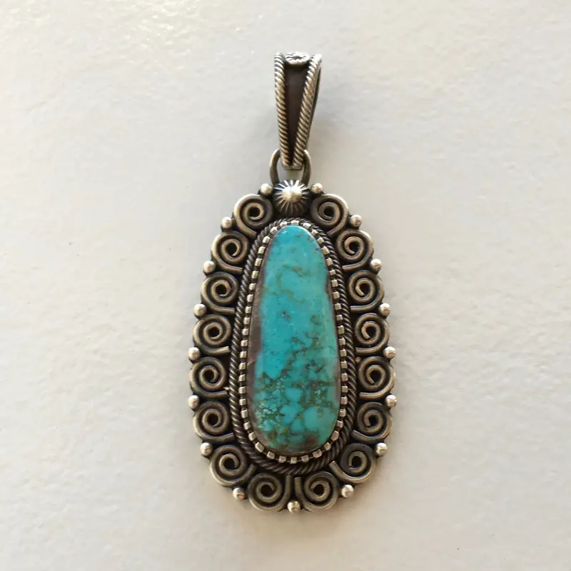 Bisbee Turquoise Statement Pendant In Sterling Silver By Ivan Howard 1