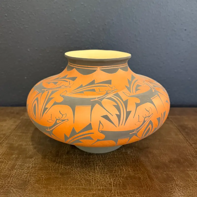Black-On-Redware Deer Motif Pot By Anderson Peynetsa 1