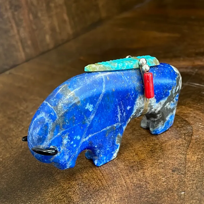 Blue Buffalo Zuni Fetish Sculpture By Todd Westika 1