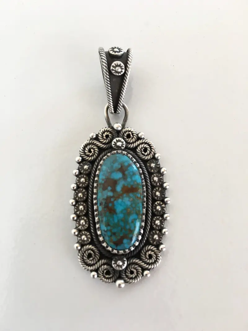Candelaria Turquoise Pendant Artisan Piece By Ivan Howard 1