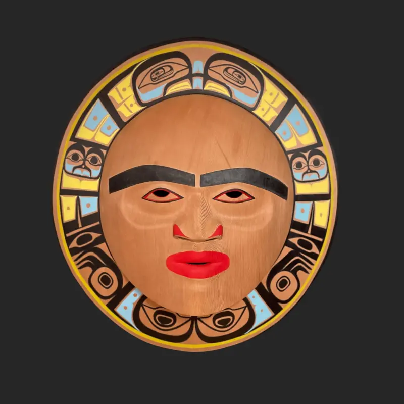 Chilkat-Style Moon Mask Carving By Kolten Khasalus Grant 1