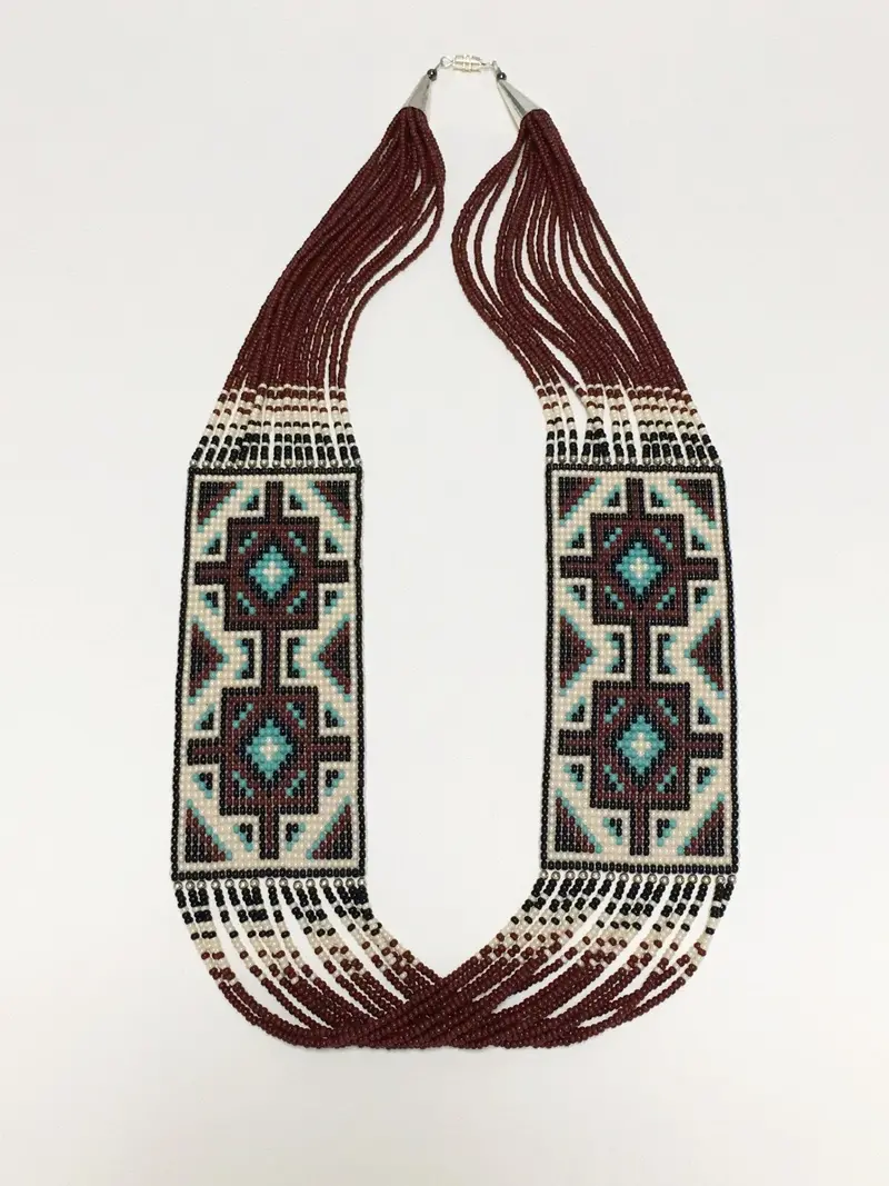 Double Navajo Rug-Inspired Beaded Necklace By Janicelynn Yazzie 1