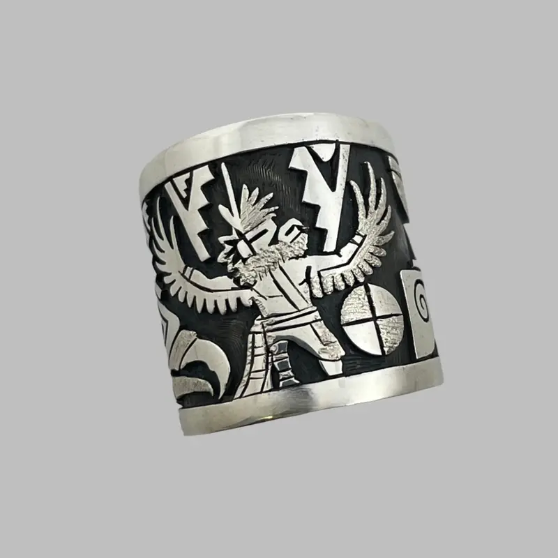 Eagle Dancer Kachina Ring With Silver Overlay By Berra Tawahongva 1