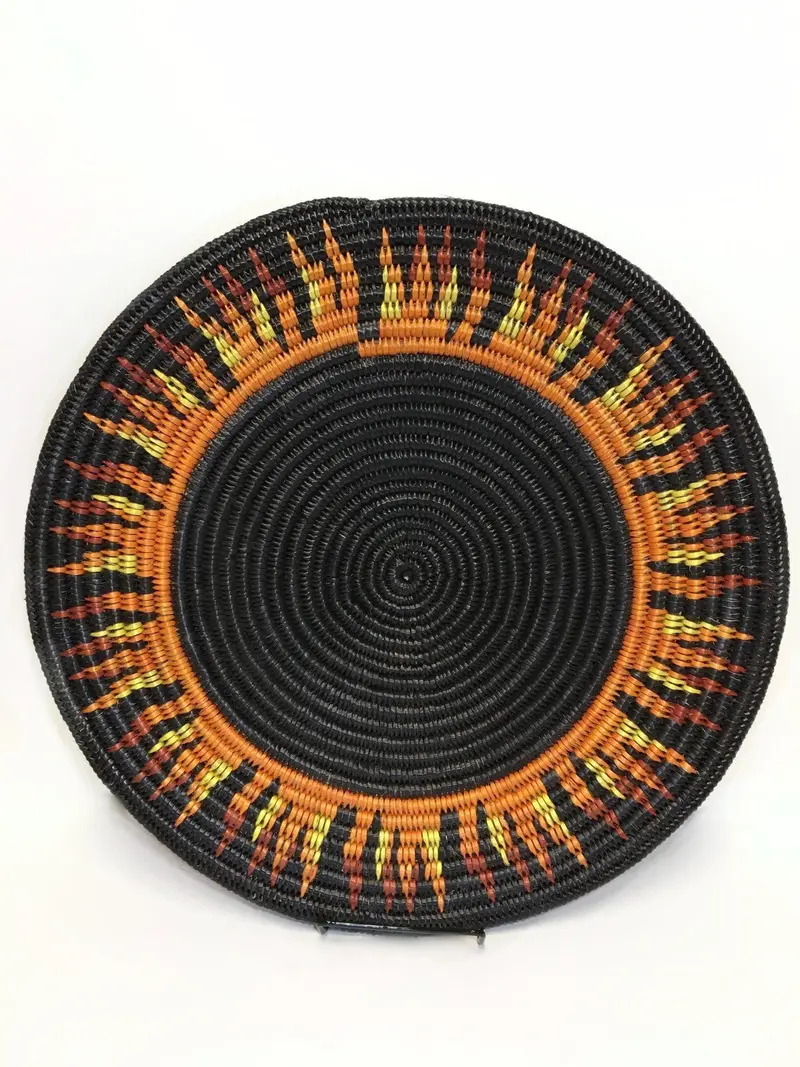 Eclipse-Themed Navajo Coiled Basket By Elsie Holiday 1