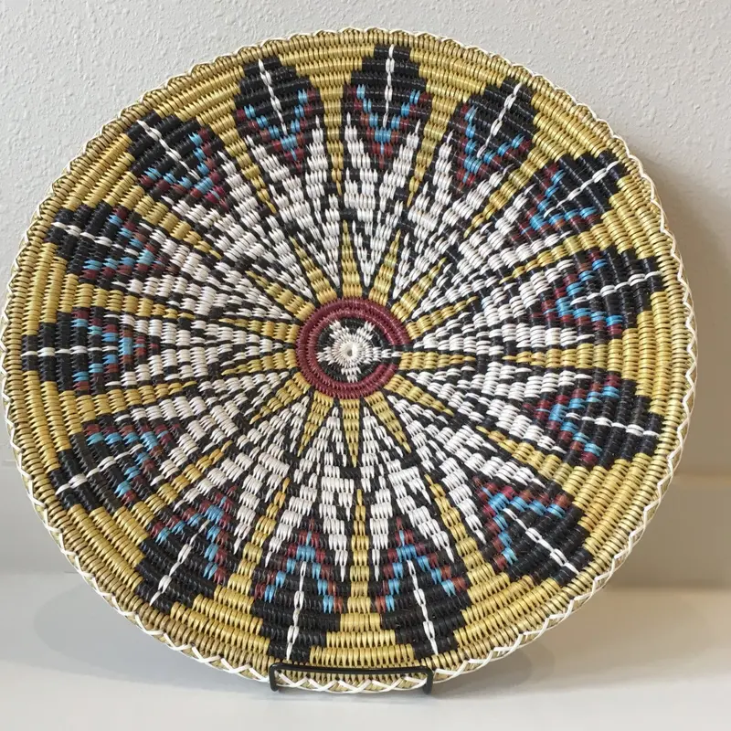 Elsie Holiday'S Navajo Two-Tone Basket: Feathers And Star Motif 1