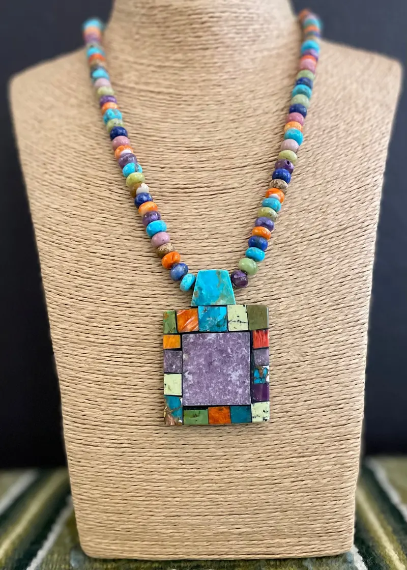 Galactic Portal Themed Mosaic Inlay Necklace 1