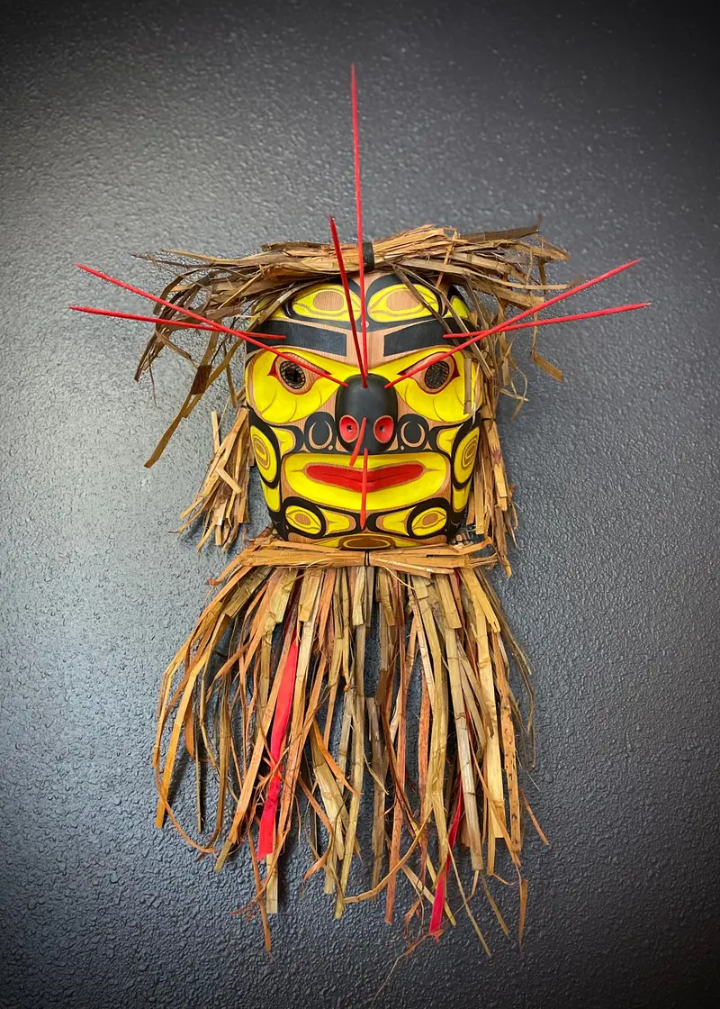 Hand-Carved Bumblebee Mask By Kolten Khasalus Grant 1