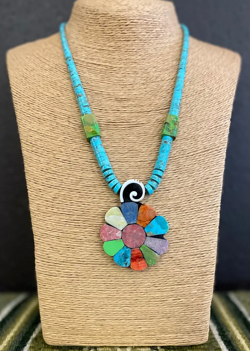 Handcrafted Magic Blossom Stone Inlay Necklace 1