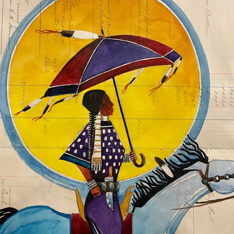 Historic-Style Lakota Plains Ledger Artwork By Joe Pulliam 1