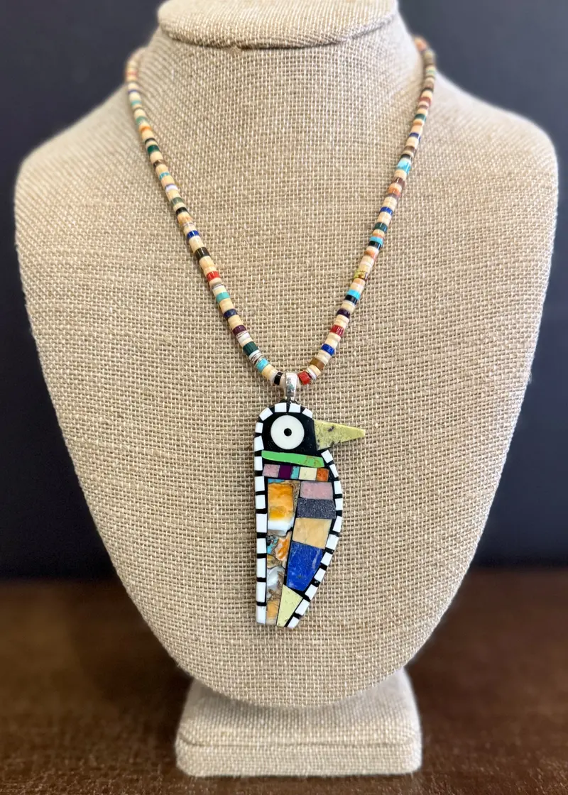 Hummingbird Motif Heishi Necklace By Mary L. Tafoya 1
