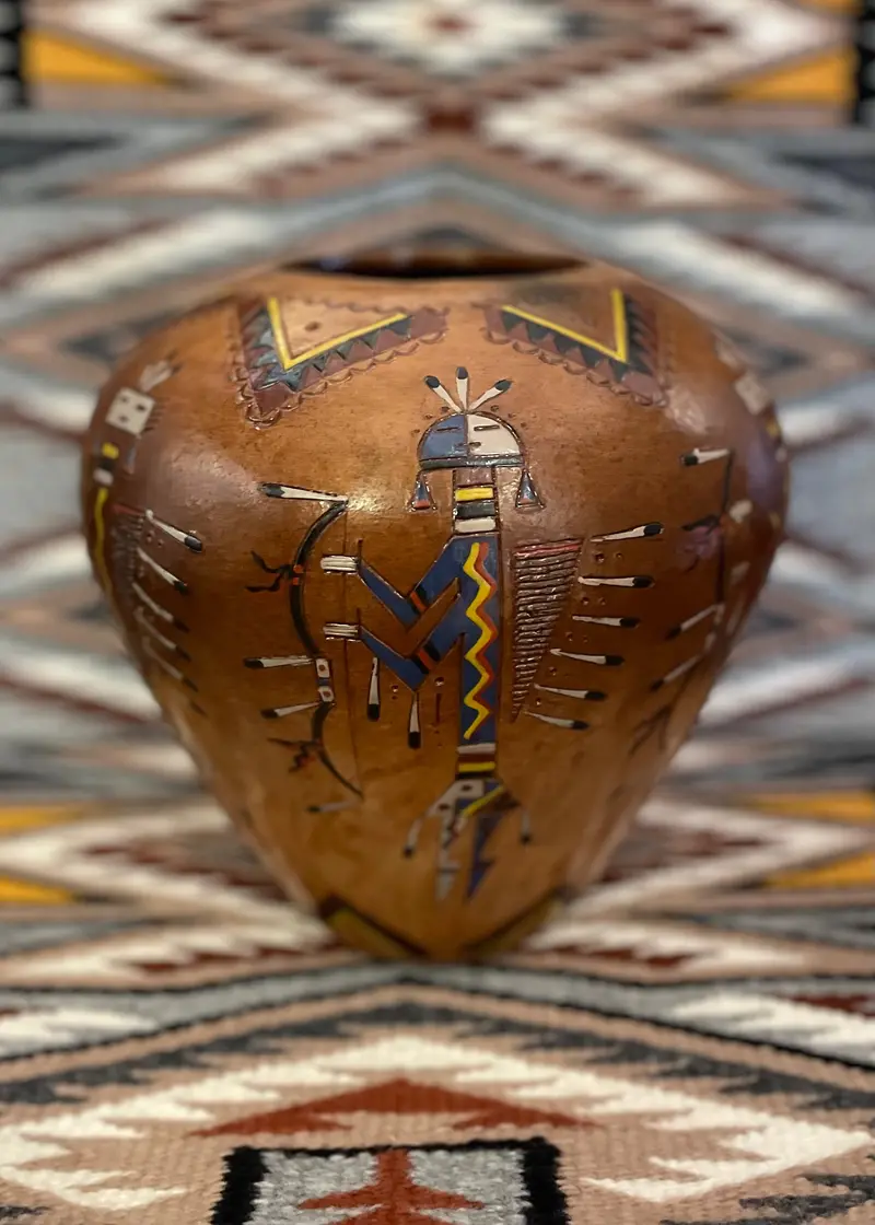 Large Traditional Navajo Yei Storage Pot By Nancy Chilly Yazzie 1