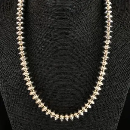 Mary Tom Handmade Sterling Silver Rondelle Navajo Pearl Strand 1
