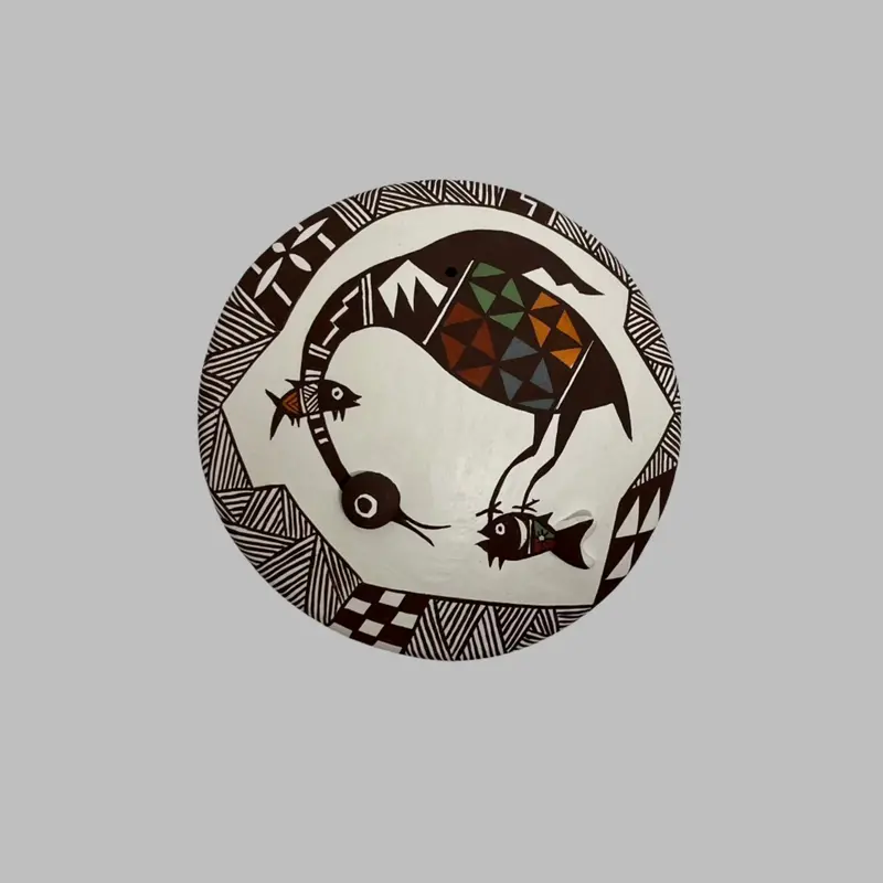 Mimbres-Style Bird And Fish Seed Pottery Vessel 1