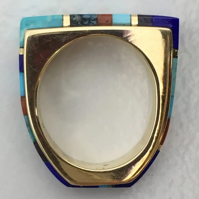 Petite Gold And Gemstone Inlay Ring By Sonwai Artist 1