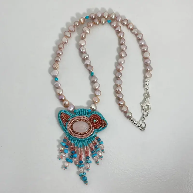 Rose Bird-Themed Beaded Necklace By Jovanna Poblano 1
