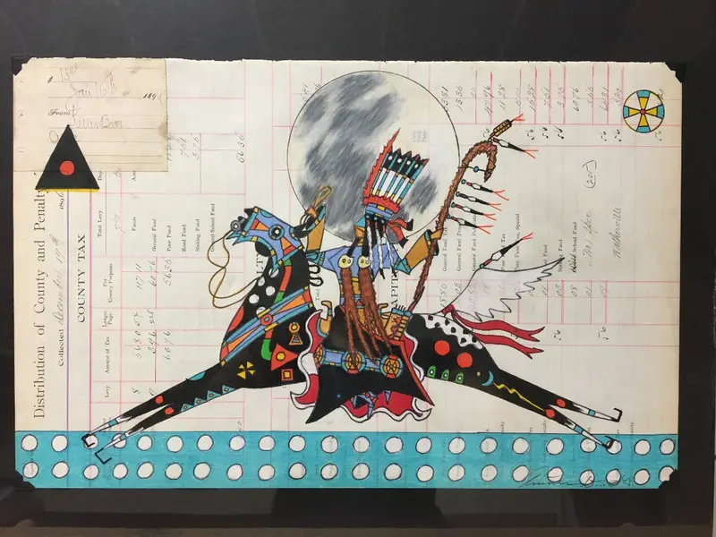 Running Eagle And Mother Moon Ledger Art By Terrance Guardipee 1