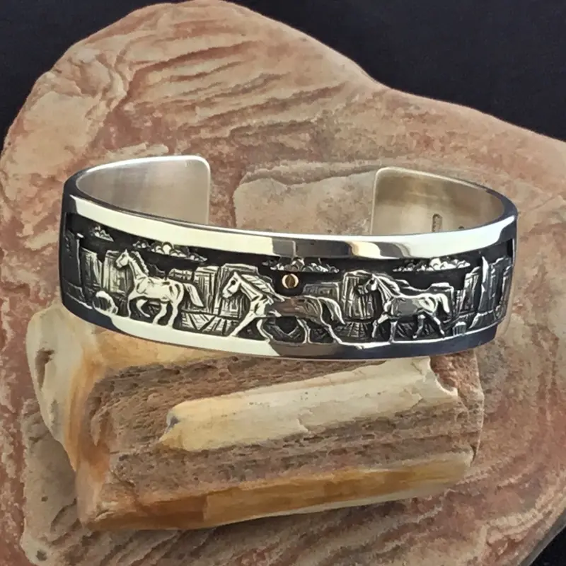 Running Horses Sterling Silver Bracelet By Cody Hunter 1