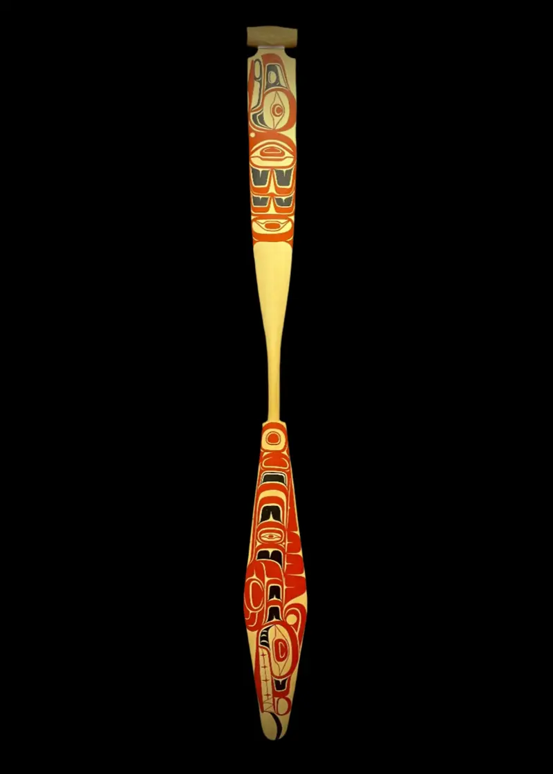 Sea Serpent And Raven Carved Dance Paddle By Kolten Khasalus Grant 1
