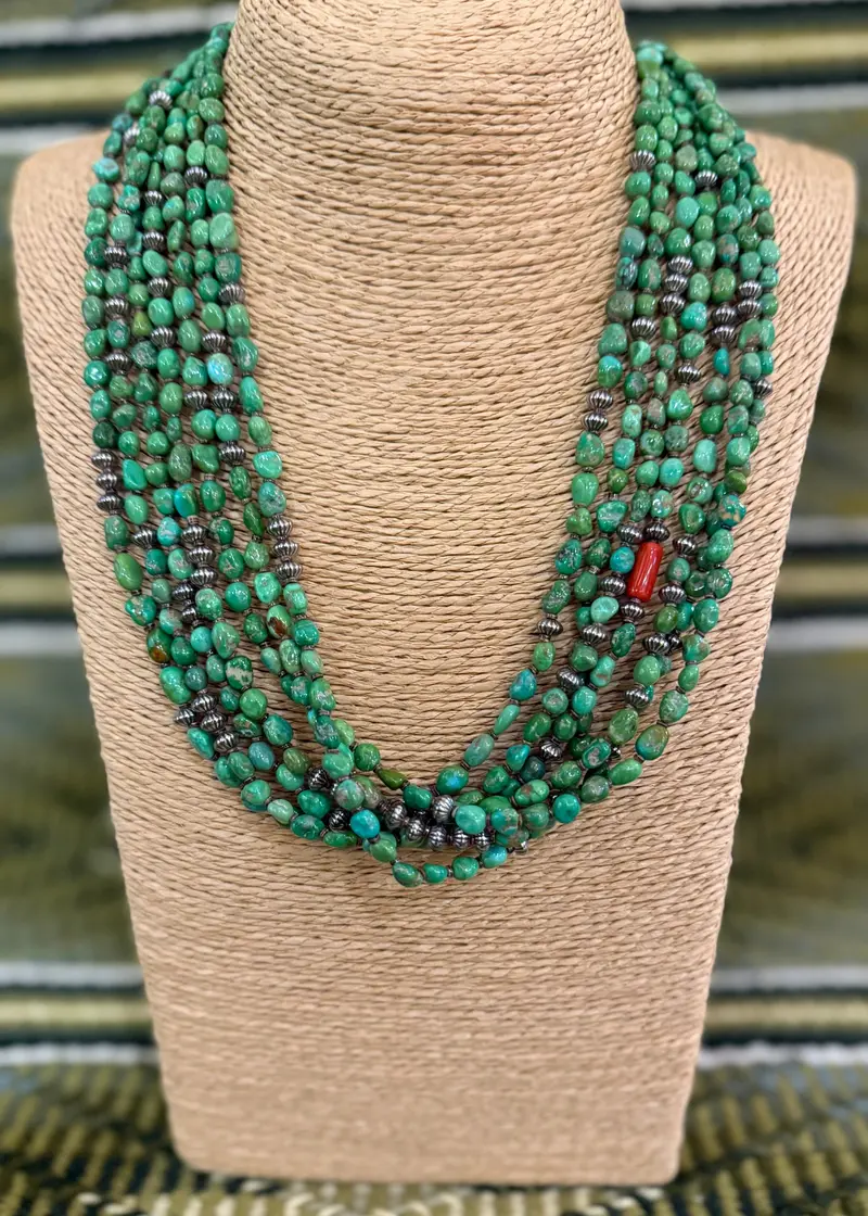 Sonoran Gold Turquoise Beaded Necklace By Marie Lee 1