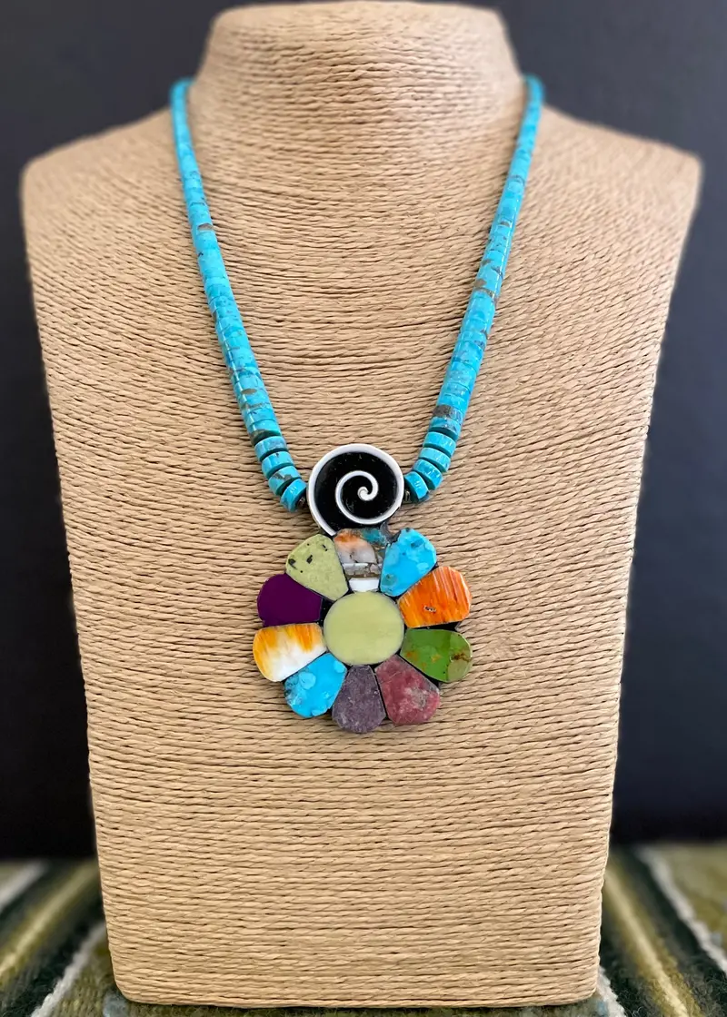 Summer Beauty Mosaic Inlay Necklace With Natural Stones 1