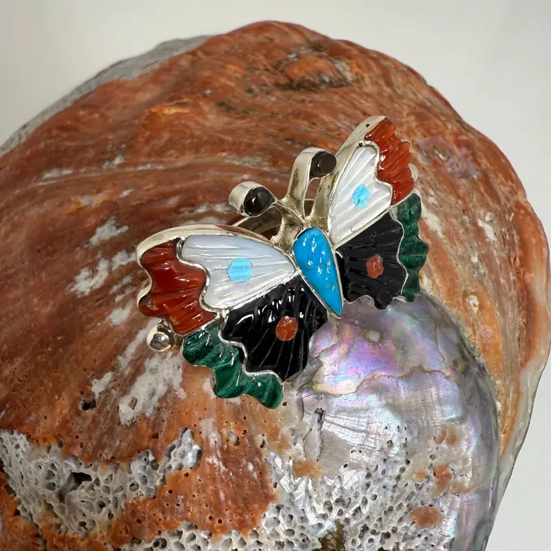 Tamara Pinto'S Textured Shell, Coral & Turquoise Butterfly Ring 1