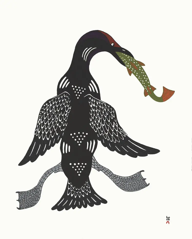 Triumphant Loon Print By Quvianaqtuk Pudlat – Cape Dorset Annual Edition 2020 1
